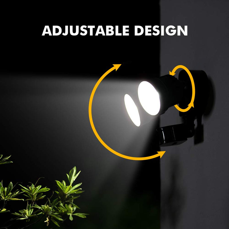 LUTEC Shrimp P6221B-PIR24 2000 Lumen 18 Watt 26 LED Motion Activated Integrated Dual-Head Floodlight Outdoor, IP54 Waterproof Exterior Security Wall Light for Patio, Garden, Yard-Black Black 1 Pack
