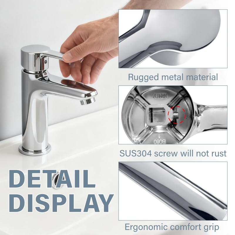 Faucet Handle,Single Faucet Handle Replacement,Compatible with 35mm Faucet Cartridge(Cartridge Stem 9 * 9mm),for Single Handle Bathroom and Kitchen Faucet Shower Handle-Silver-3