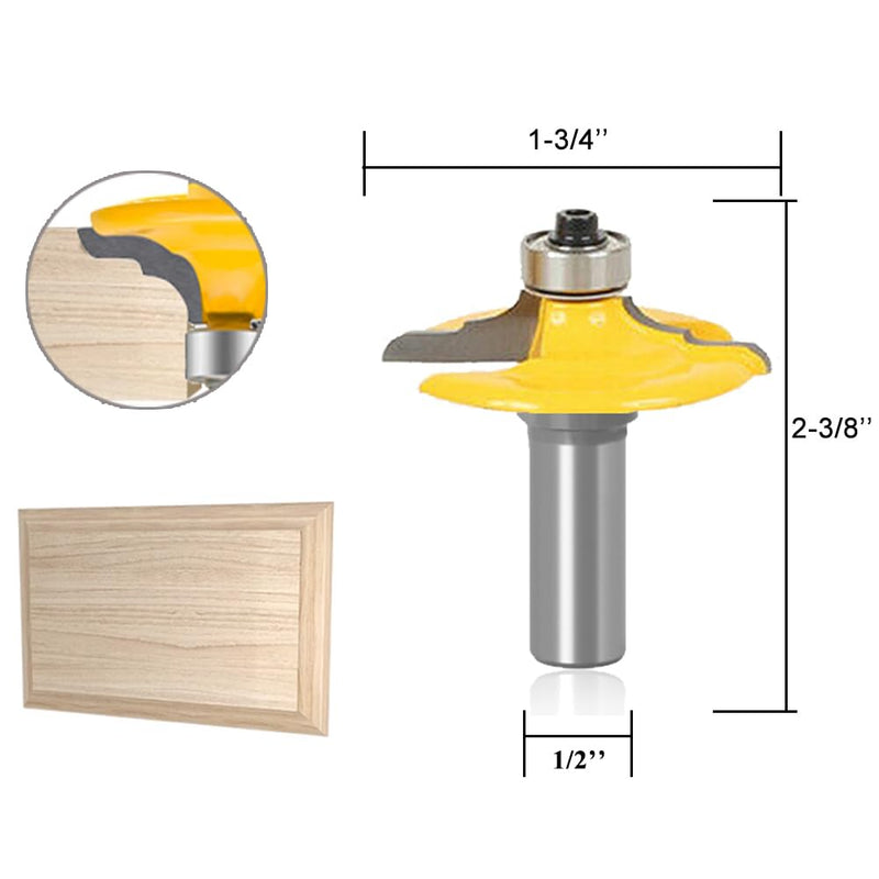 TAIWAIN 1/2 Inch Shank Router Bit Set Picture Frame Molding Woodworking Tool 4PCS, Architectural Drawer Cabinet Door Milling Router Bits Sets, Wood Miter Carbide CNC Cutter(ROUND1) ROUND1