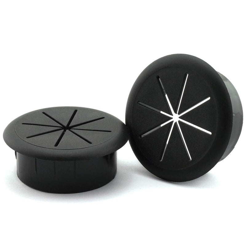 HJ Garden 2pcs 2-3/8 inch Flexible Desk Cord Grommets Wire Organizer Hole Cover for Managing and Hiding Office PC Desktop Cable(Black)