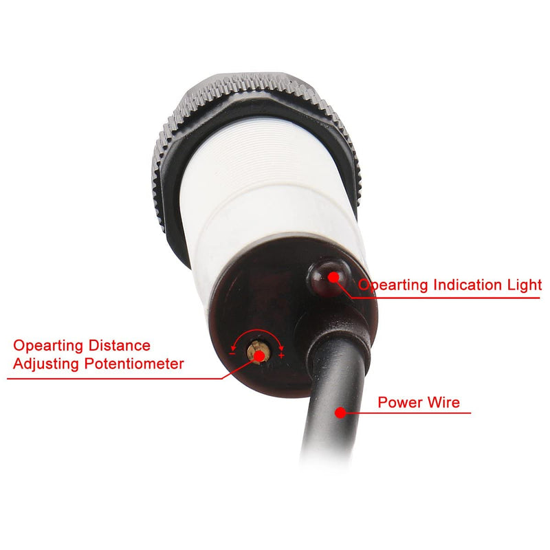 Baomain 1 Pair M18 Infrared Ray Through-Beam Reflection Optical Photoelectric Sensor Switch E3F-10DN3/E3F-10L NPN NO+NC 10-30V DC Sensing Distance 10m 4 Wires with Mounting Bracket