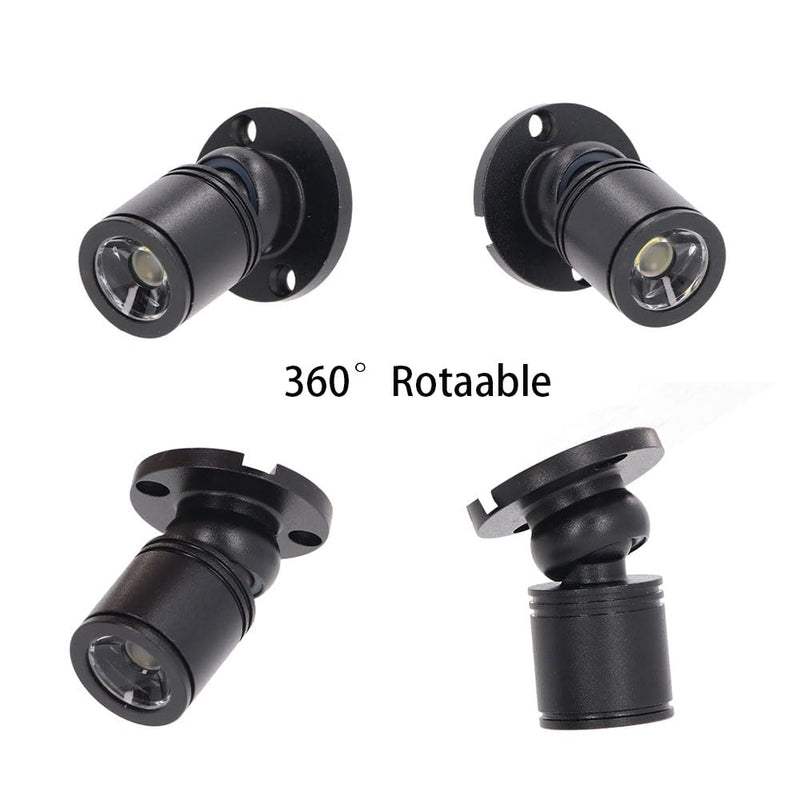 Dimmable 12V LED Mini Spotlights for Display - 1.5W Daylight 6500K, Tiny Spotlights for Displays with Dimmer, Black - Pack of 6 Daylight - 6 Pack