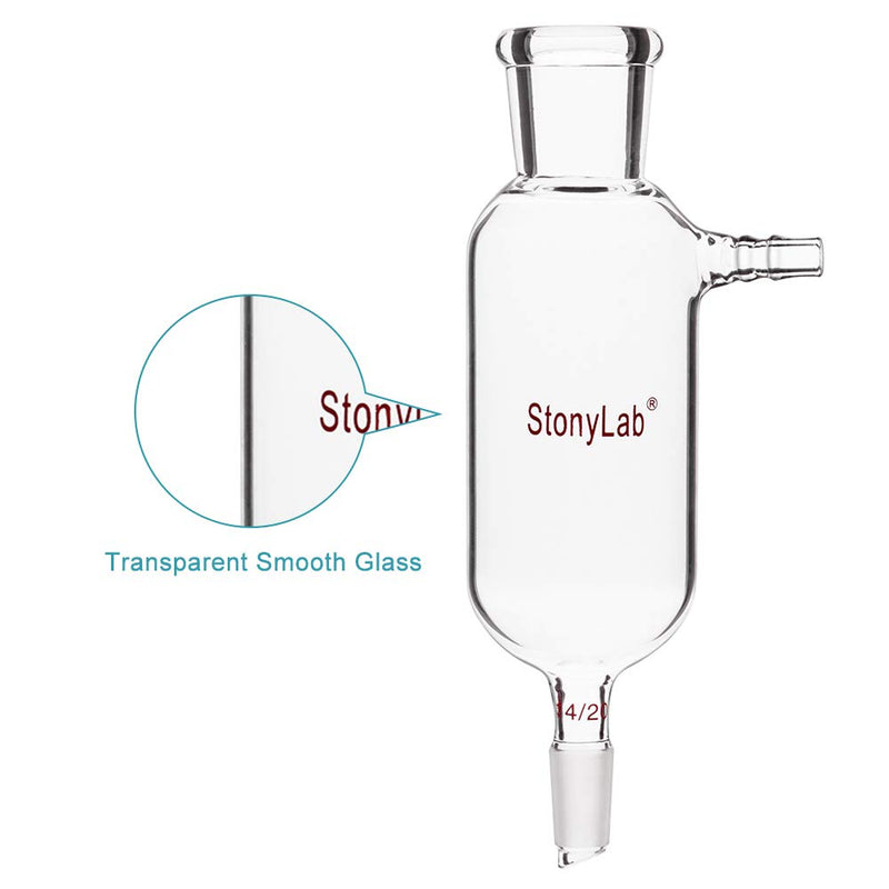 stonylab Vacuum Filtration Adapter, Borosilicate Glass Adapter with 14/20 Standard Taper Inner Lower Joint, Pluro Stopper Size #5, 250 ml 14/20 Joint