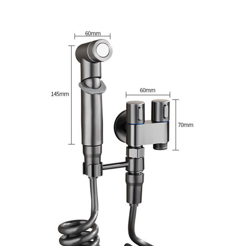 1-In-2-Out Dual Control Valve, Bathroom Faucet Double Handle Dual Control, Dual Control Valve for Bidet and Shower (Dual Control Valve with Faucet,Gray)