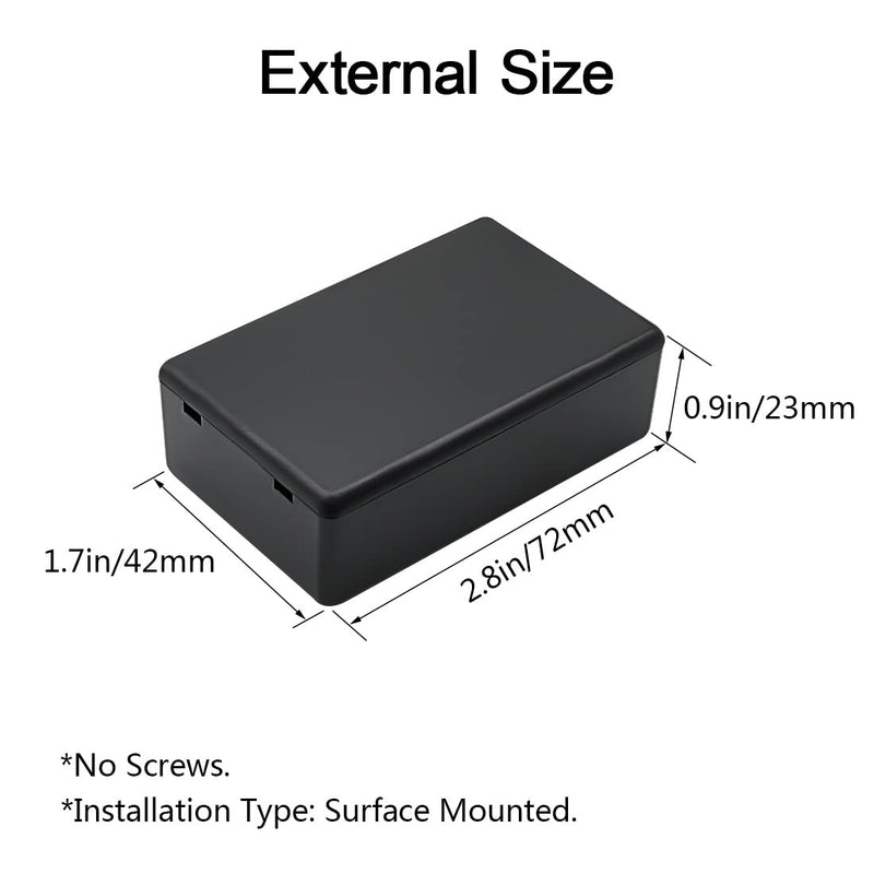 LeMotech Project Box, 5 Pieces ABS Electrical Box Small Junction Box for Electronics PCB Case,Electronic Hobby Box Black, Outside Size 2.8 x 1.7 x 0.9 inch (72x 42x 23 mm) 2.8" x 1.7" x 0.9"(5pc)
