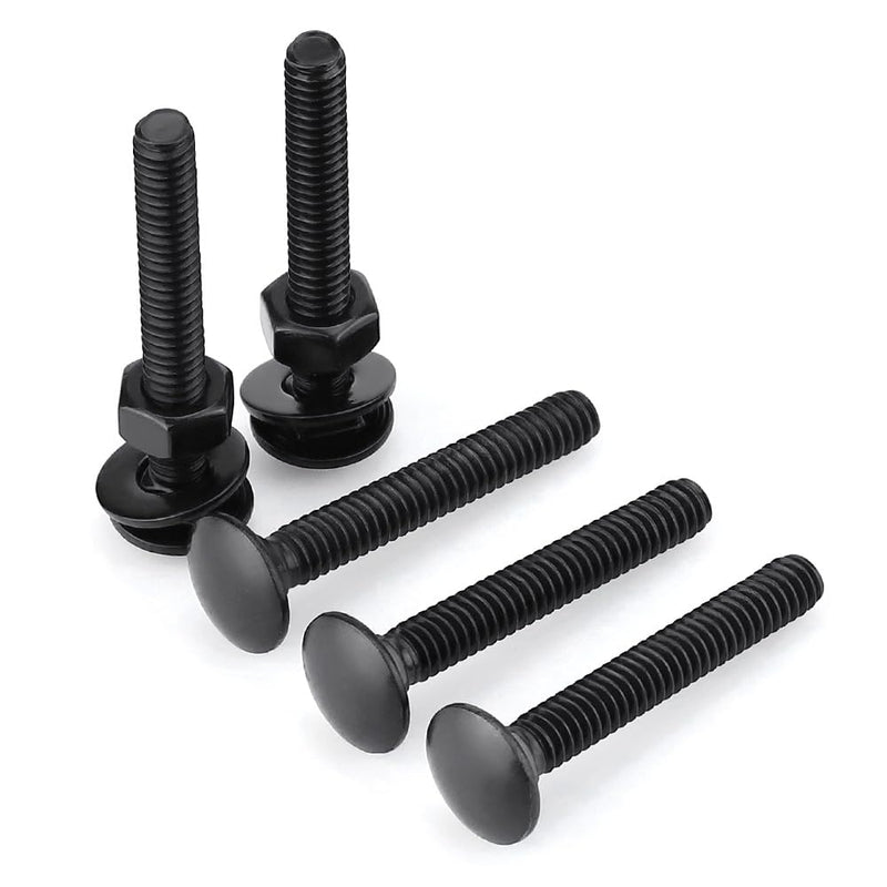 Glvaner (8 Sets) 3/8-16 x 1-1/4" Stainless Steel Carriage Bolts Screws Black and Hex Nuts & Flat Washers Black, Round Head Square Neck, 304 Stainless Steel 18-8, Full Thread Coverage 3/8-16 x 1-1/4"