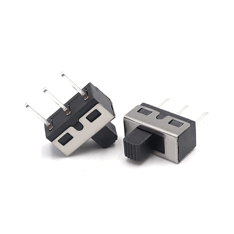 18PCS 5mm High Knob Vertical Micro Mini Slide Switchs,3 Pin 2 Position 1P2T SPDT Toggle Switches Panel Mount AC 125V 2A SS12D10-G5
