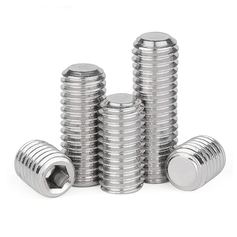 Junter 30pcs M10-1.0 x 8mm Fine Thread Metric A2 Stainless Steel Flat Point Grub Hex Socket Set Screws Metric DIN913
