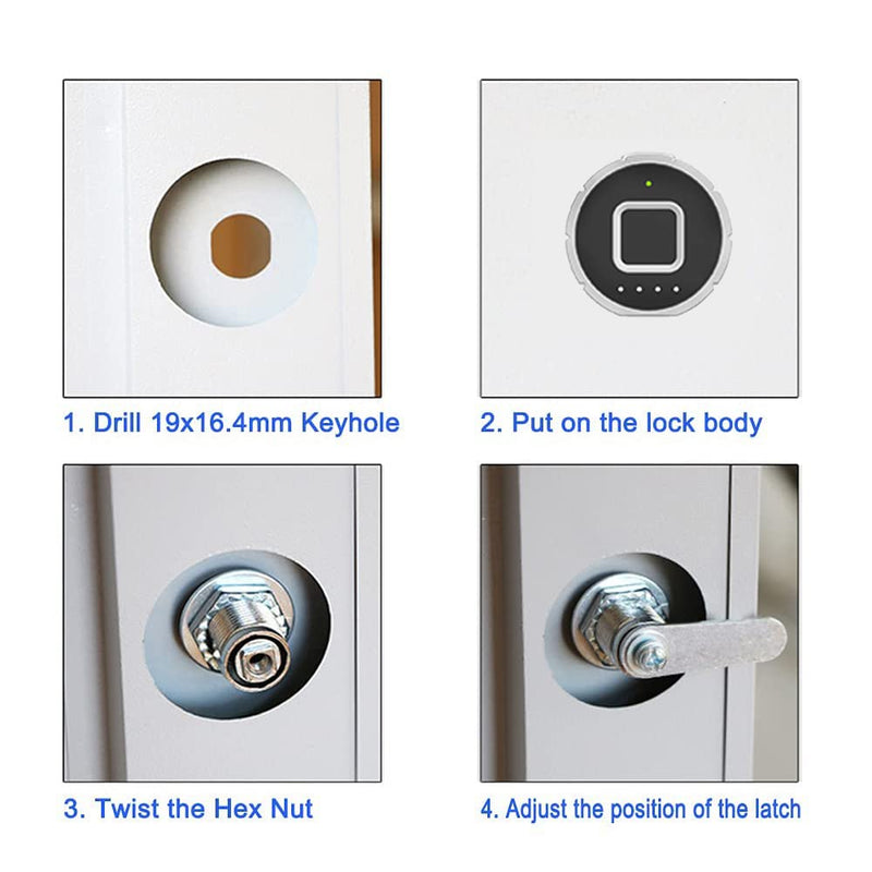 Fingerprint Drawer Lock eLinkSmart Phone App Biometric Cabinet Lock 30MM (27MM) with 3 Sizes Tubular Cam Support 20 Fingerprints 1000+ App Users iOS Watch Unlock F2 27mm