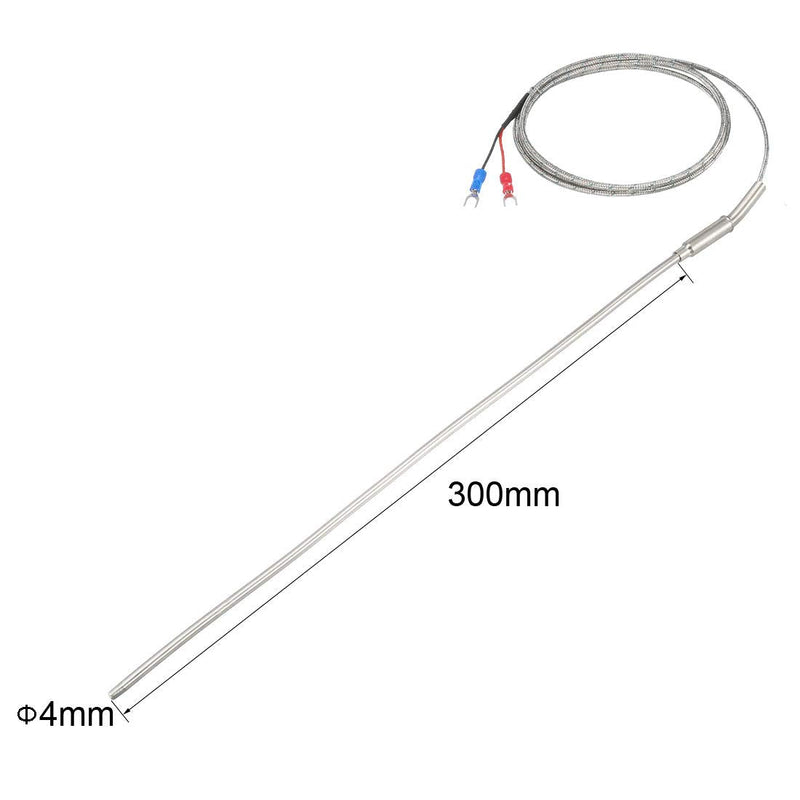 uxcell K Type Thermocouple Temperature Sensor Probe 4x300mm (0 to 800C) 5ft Temperature Controller 4mm x 300mm