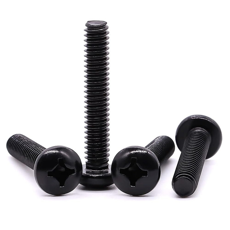 #6-32 x 1-1/4" Pan Head Machine Screws Black, Phillips Drive, 304 Stainless Steel 18-8, Black Oxide Coated Finish, Corrosion Resistant Round Head Machine Screws, Full Thread, Coarse Thread, 100 PCS #6-32 x 1-1/4"