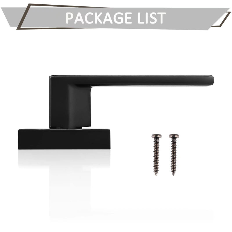 Probrico [Pack of 2 Door Lever Dummy Lever Door Handle for Closets French Doors,Square Dummy Door Lever,Non-Turning Single Side Pull with Black Finish,Easy Installation Pull Only Lever Set Dummy with screws