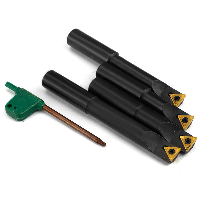 4 Pcs 1/2" Round Shank Indexable Boring Bar Set with TCMT21.51 TCMT110204 Indexable Carbide Inserts, 90 Degree