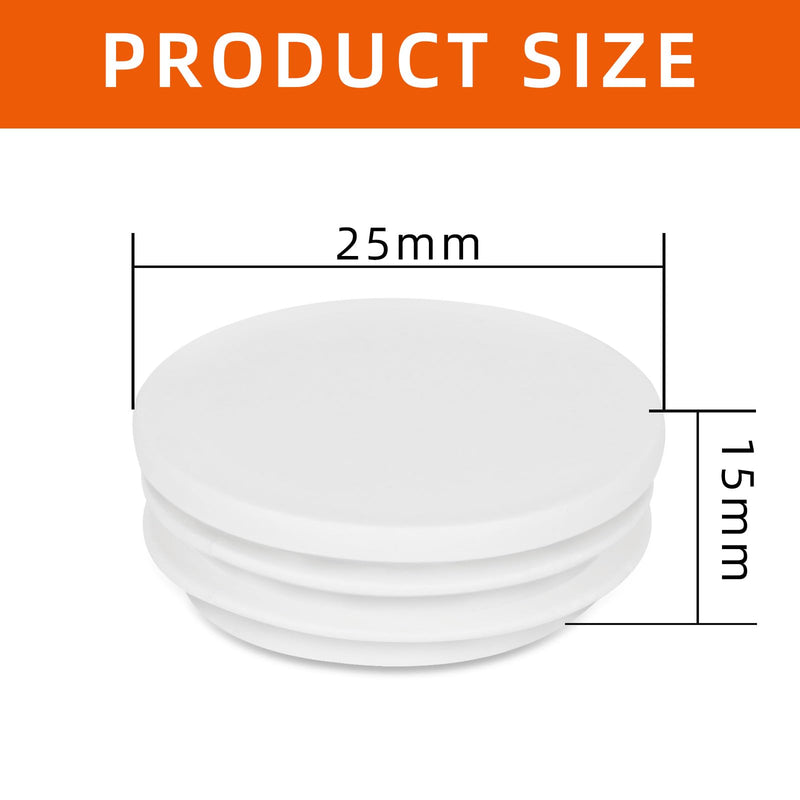 25mm (1 Inch) Round Plastic Plug, Round White Plastic End Cap, Hardware Plugs, Pipe Tubing End Cap for Chair Table Stool Leg, 10 PCS 25mm