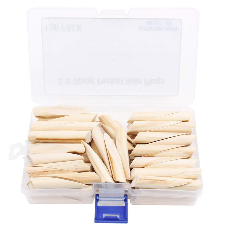 AUTOTOOLHOME 100 Pack Solid Wood Pocket Hole Plugs Pine for Pocket Hole Jig Woodworking Tool with a Storage Case(100)