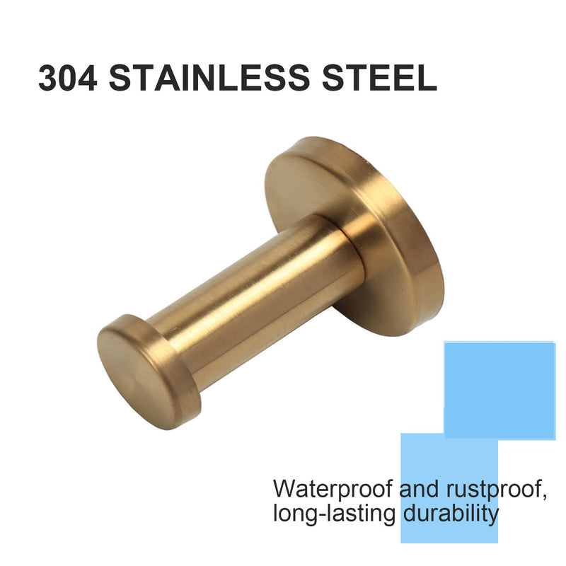 Bath Towel Hooks, 6 Pack Round Coat Hooks, Sturdy Wall Mounted Robe Hook, SUS 304 Stainless Steel Heavy Duty Clothes Hanger, Wall Towel Hooks for Bathroom Bedroom Kitchen (2 in, Gold) 2 IN-6 Pcs