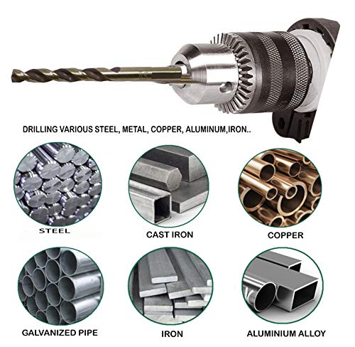 Hss Drill Bit Set 29/64 in. Jobber Twist Parabolic Flute Golden/Black 3-Flat Shank Drill Steel Metal-5Pcs 29/64"(5Pcs)