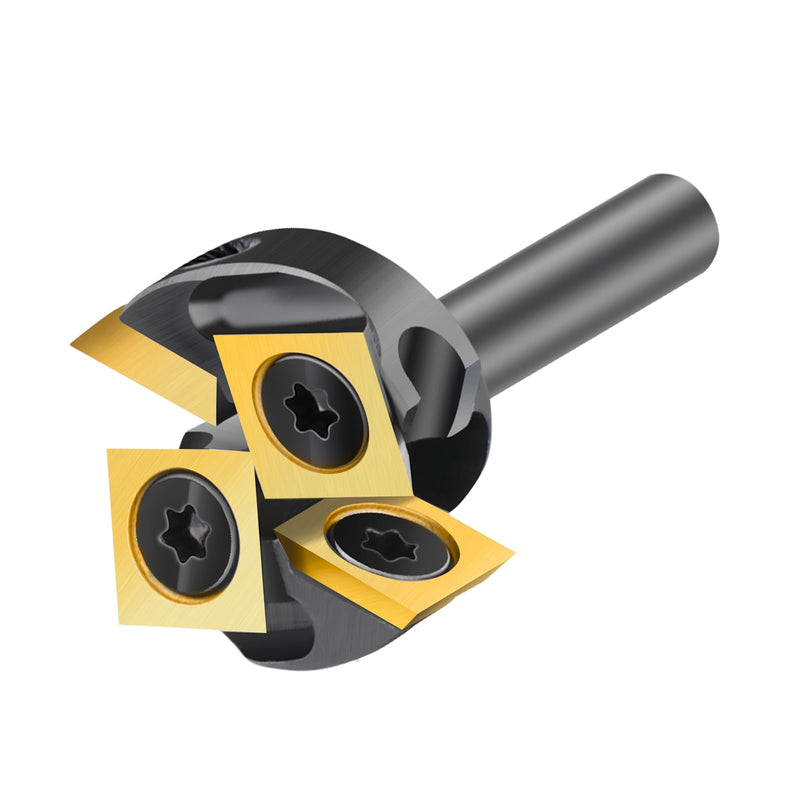 Slab Flattening Router Bit 1/4 inch Shank, 1'' Cutting Diameter | Spoilboard Surfacing Router Bit with Titanium Coated Carbide Insert CNC Router Bits Woodworking Tools 1/4" Shank-1" Cut Dia. (2+2 Inserts) TiN