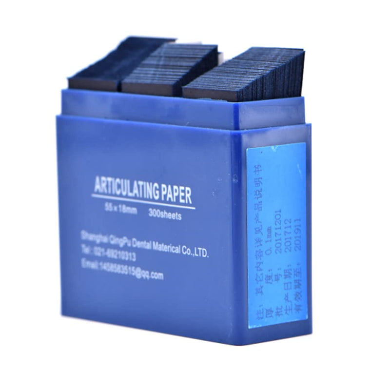 Angzhili 300 Sheet/Box Dental Articulating Paper,Doubled Side Dental Lab Material Oral Teeth Care,55 * 18mm,Blue