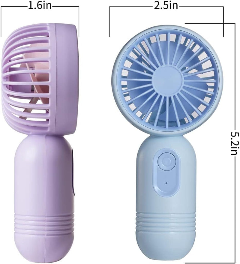 VanSmaGo [Portable Mini Fans 6-pack Handheld Personal Small Fan with 3-speed for Travel, USB Rechargeable Battery Operated Eyelash Fan, Black,Blue,Purple,Pink Black&Blue&Purple&Pink