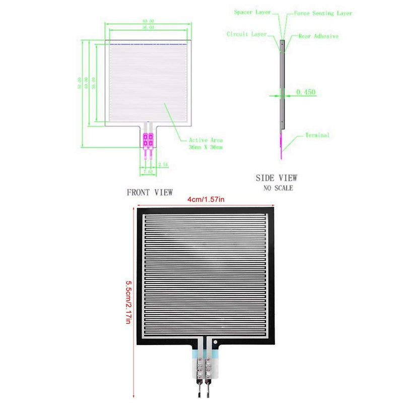 Hilitand RP-S40-ST Thin Film Pressure Sensor, 20g-10kg High Accuracy Force Sensor for Intelligent High End Seat 5 x 4cm