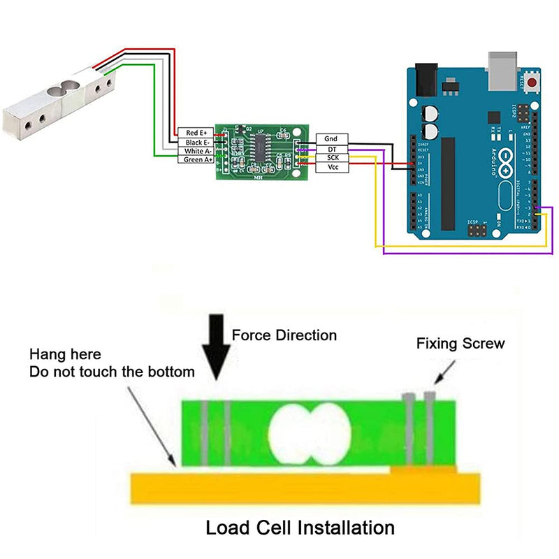 ShangHJ 4 Sets Digital Load Cell Weight Sensor + HX711 ADC Module Weighing Sensor for Arduino DIY Portable Electronic Kitchen Scale 20kg