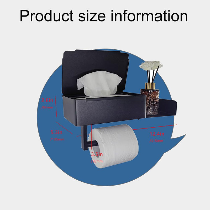 Bathroom Toilet Paper & Wipes Holder with Shelf - Wall Mount Dispenser (with Shelf)