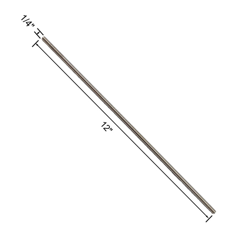 Aiwaiufu 1/4"-28 Stainless Steel Threaded Rods, 12Inch Fully All Threaded Rods (Pack of 4) 1/4''-28