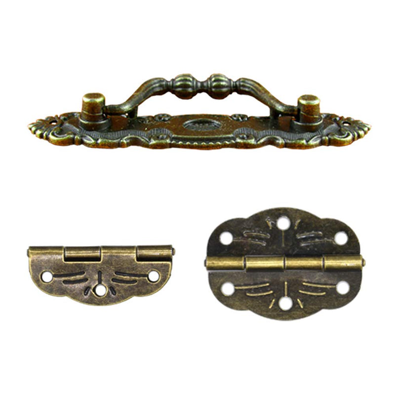 Jewelry Box Antique Lock Latch Hasp Hinges Handle Box Corner Protectors Kit for DIY Jewelry Box Bronze, Box not Included TSJ