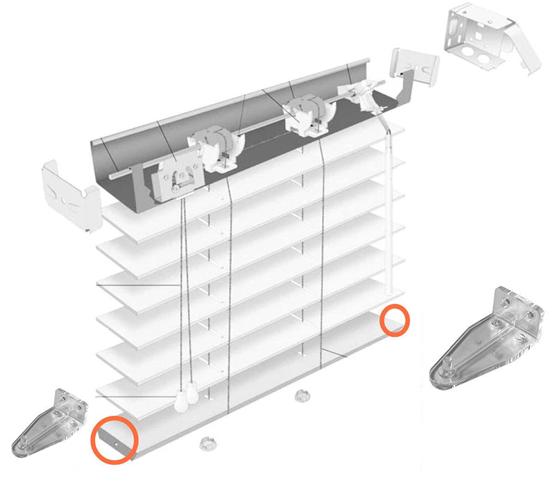 4pcs Hold Down Bracket for 2" Blinds Bottom Rail Hold Clips Clear Plastic with Install Screws 4 2inch