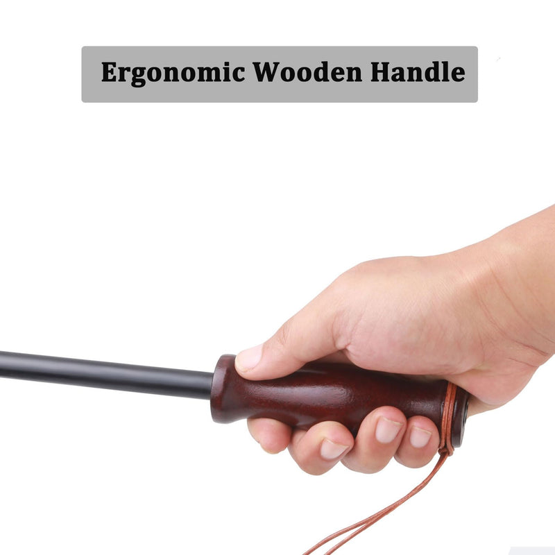 Fire Poker with Blow Poke - 34in 2-in-1 Fireplace Tool with Comfortable Wooden Handle, Durable Poker & Airflow Stick for Fire Pits, Wood Stoves & BBQ