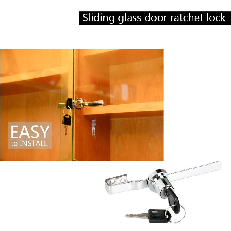 Sliding Glass Door Ratchet Lock Display Case Lock with Chrome Finish, Security, Keyed Alike Showcase Display (8 PC) 8 PC
