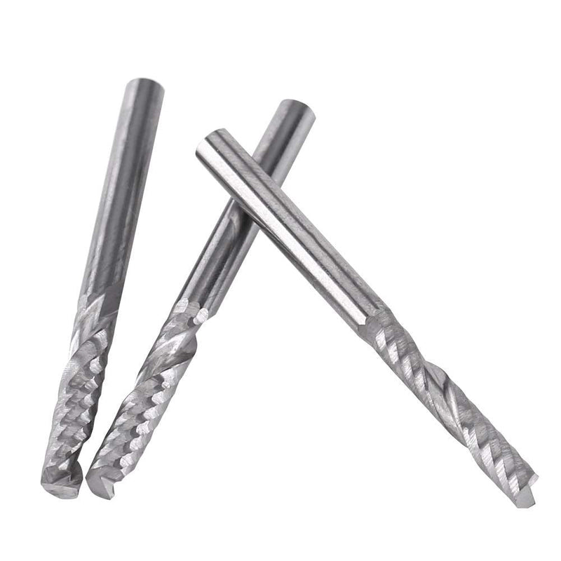 10pcs 1/8" Shank Single Flute End Mill Bits Tungsten Carbide CNC PVC MDF Cutting Tool 3.175mm (1/8") Diameter 22mm Cutting Length