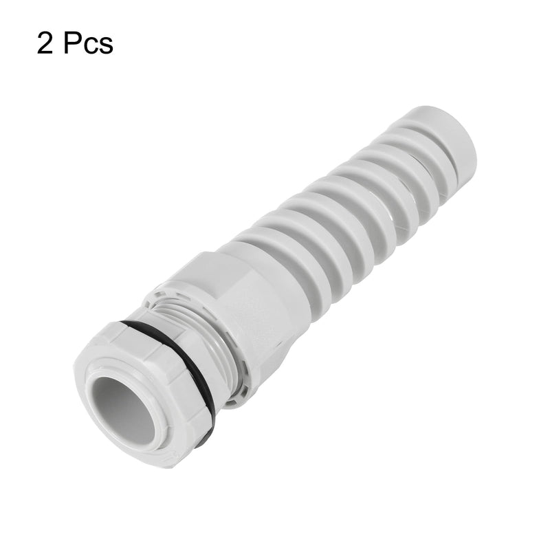 uxcell 2Pcs G3/8" IP68 Cable Gland Waterproof 6-10mm Adjustable Strain Relief Cord Connector Spiral Nylon Joint Gasket for Cable Wire, Grey