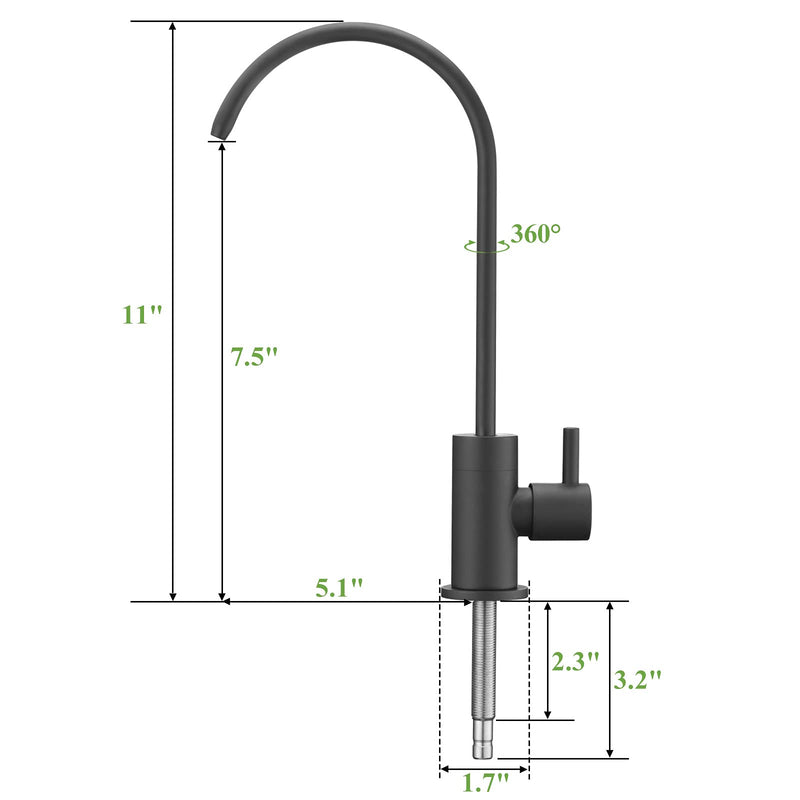 Drinking Water Faucet, Kitchen Water Purifier Faucet, Water Filtration Reverse Osmosis Faucet，Osmosis Bar Sink Faucet, Matte Black, PB2002