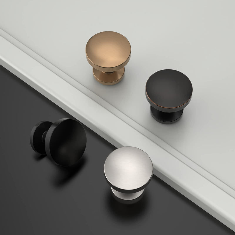 Amerdeco 10 Pack Brushed Satin Nickel Cabinet Knobs Single Hole Cabinet Pulls Round Kitchen Cabinet Knobs Drawer Knobs Dresser Knobs and Pulls for Bathroom Cabinets ZH0051 Knob