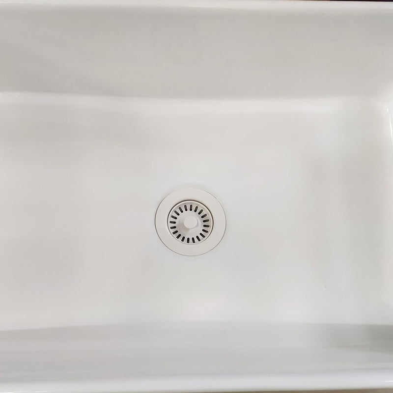 3-1/2 Inch Polymer White Sink Drain Assembly with Basket Strainer and Stopper for Quartz, Granite or Fireclay Kitchen Sinks, with 2 Removable Basket Strainers White-2 Strainers
