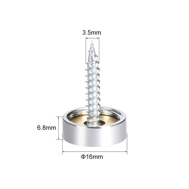 uxcell Mirror Screws Decorative Cap Cover Nails Polished Stainless Steel 16mm 4pcs Silvery