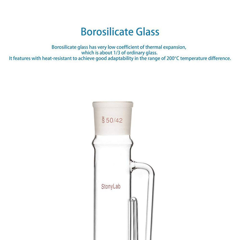 stonylab Borosilicate Glass Soxhlet Extractor,50/42 Top Joint 24/29 Bottom Joint, Commonly Used in Laboratory Extraction