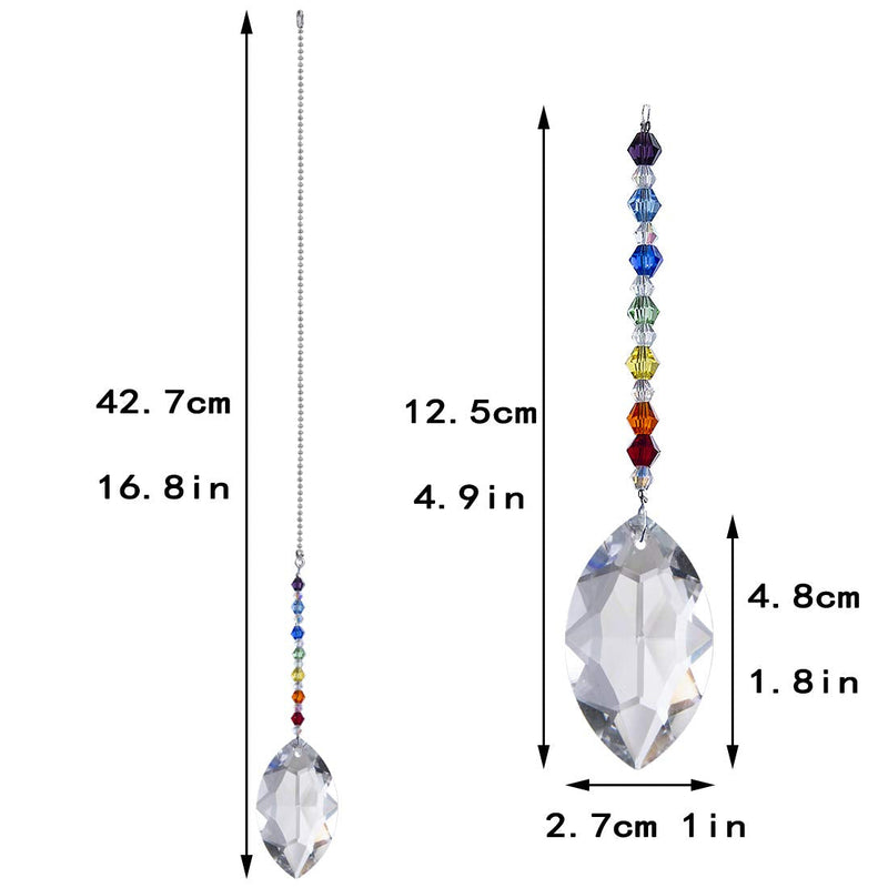 Crystal Ceiling Fan Pull Chains Chakra Hanging Pendants Prism Suncatcher, Pack of 2 (50mm Horse Eye) 38mm Horse Eye