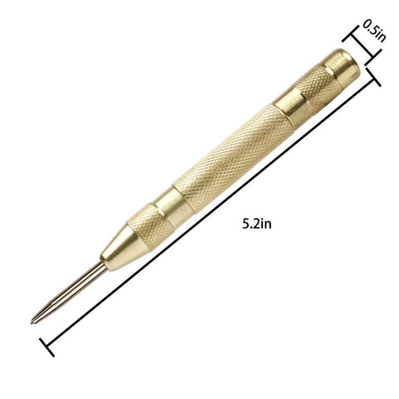 2 Pack Automatic Center Punch, Pamiso 5.1 Inch Spring Loaded Drill Punch Tool,Brass Window Spring Punch Tool, Fixed Point & Car Window Glasses Break 2 Pack - Ordinary