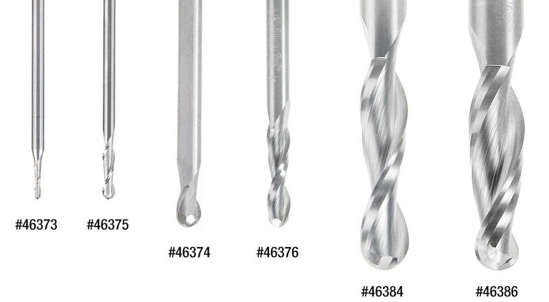 Amana Tool - 46369 Solid Carbide Up-Cut Ball Nose Spiral 1/8 Dia x 1/2" x 1/4 Shank RO