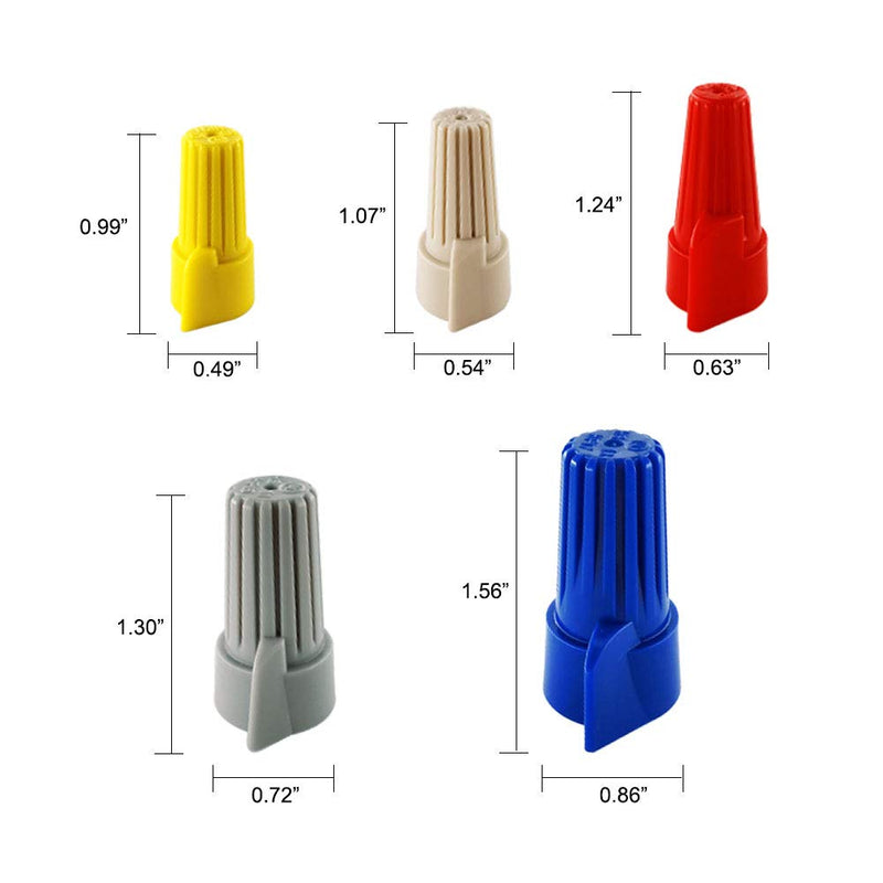 50Pcs Electrical Wire Connectors Twist Caps,Winged Screw Nuts Kit with Spring Insert for HVAC,6-22 AWG Winged Screw