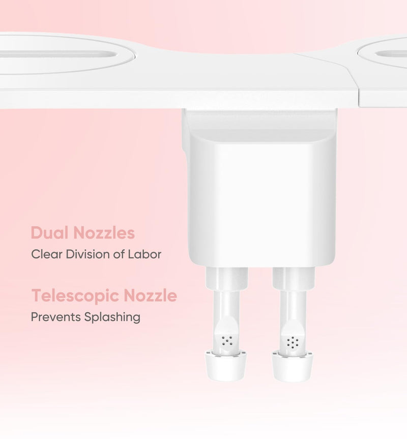Ultra-Slim Bidet Attachment, Posterior&Feminine Wash-(Retractable Dual Nozzles), Non-Electric Bidet Attachment for Toilet Seat, Adjustable Fresh Cold Water Pressure, Stainless Steel Inlet (DarkGray) DarkGray
