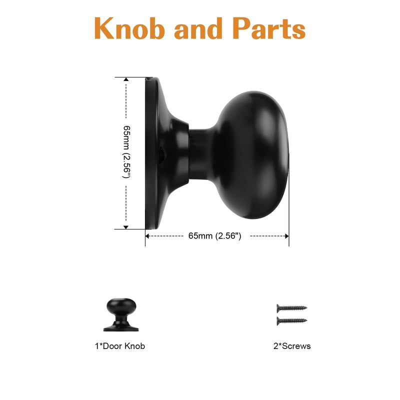 Probrico Half Dummy Door Knobs, 4 Pack Black One Side Dummy Handles Matte Black Finish, Non-Turning Inactive Lever