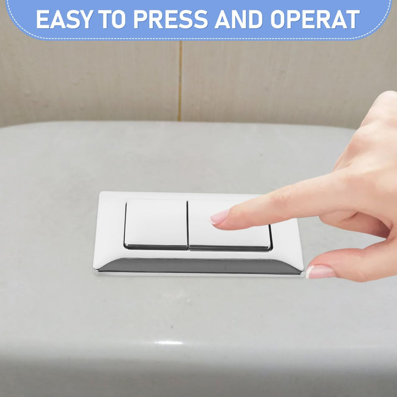 DOITOOL 2pcs Dual Flush Toilet Button Replacement, 5. 5 X 3. 3 Inch Rectangular Abs Push Button with Rods, Chrome Plated Water Tank Valve Switch for Bathroom 2