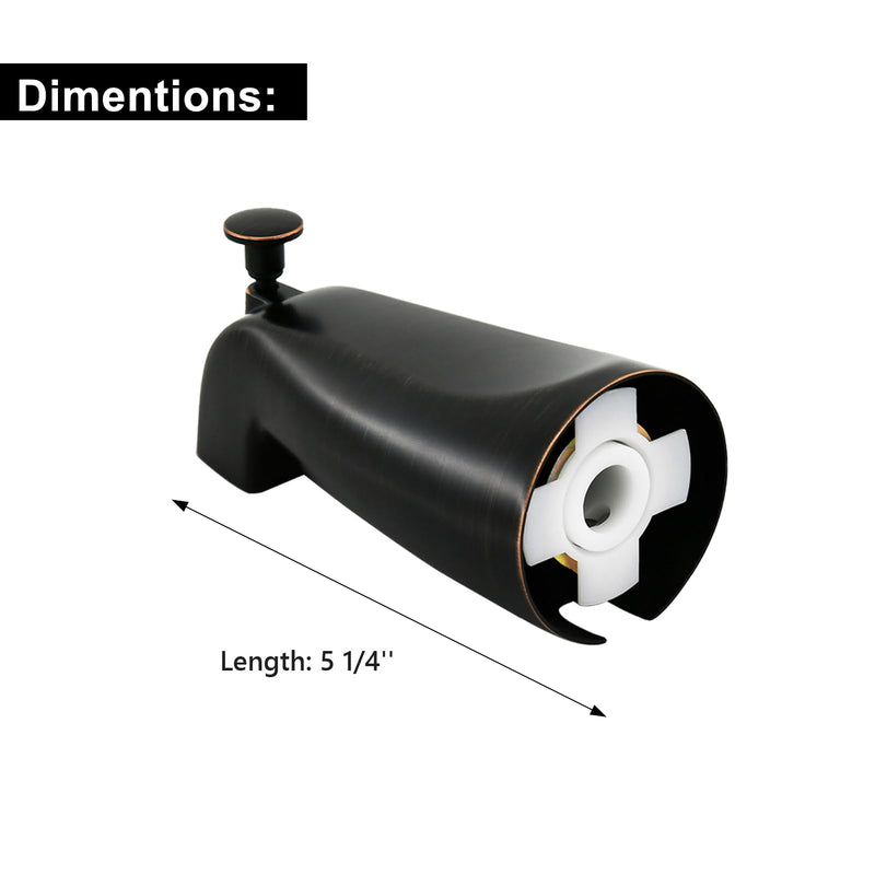 Slip Fit Tub Spout with Pull-Up Diverter for 1/2 inch Copper Tube, Oil-Rubbed Bronze