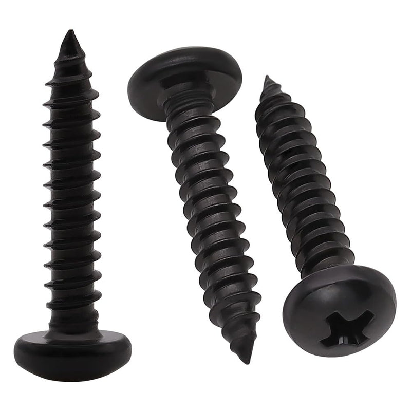 #10 x 3/4" (50 Pack) Stainless Steel Phillips Pan Head Wood Screws, Stainless Steel 304 (18-8), Pan Head Sheet Metal Screws Self Tapping Screws, Black Coated #10 x 3/4" 50