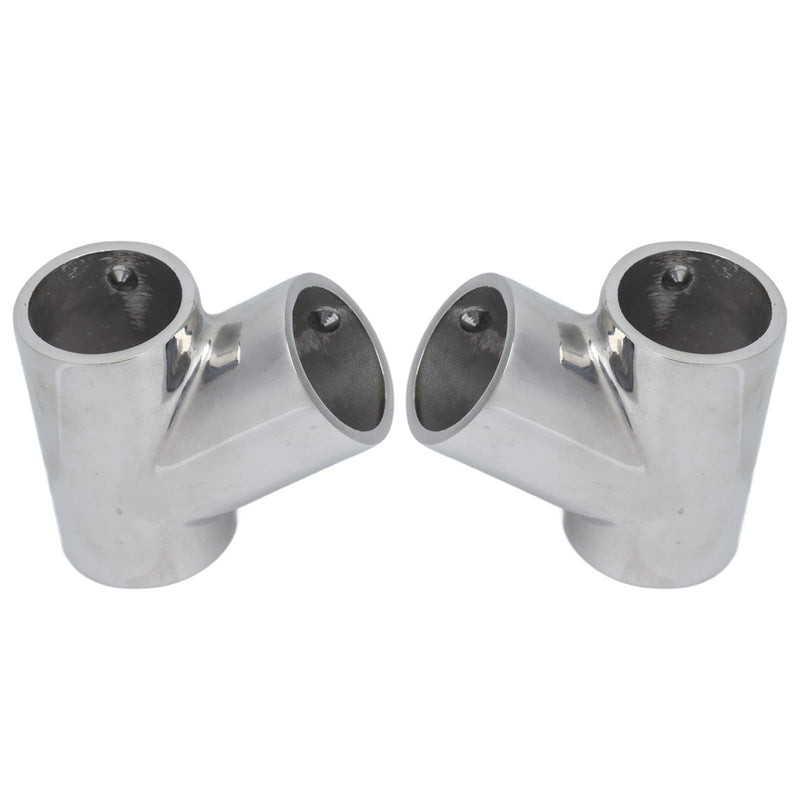 1 Pair Boat Handrail Fittings, 60 Degree Marine Grade Handrail Fitting 316 Steel Polishing Marine Hardware Parts Left Right Tee for Yachts 1"