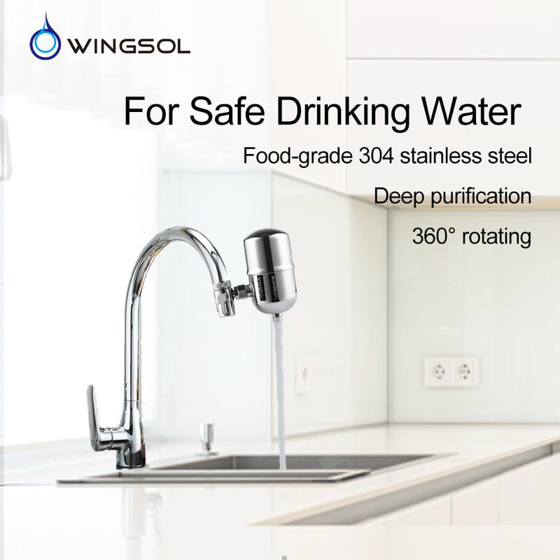 WINGSOL Faucet Water Filter Stainless-Steel Reduce Chlorine, PFAS, Japan PAC Filter Improve Taste, Faucet Filters for Faucets-Fits Standard Faucets (PAC-1P) 1